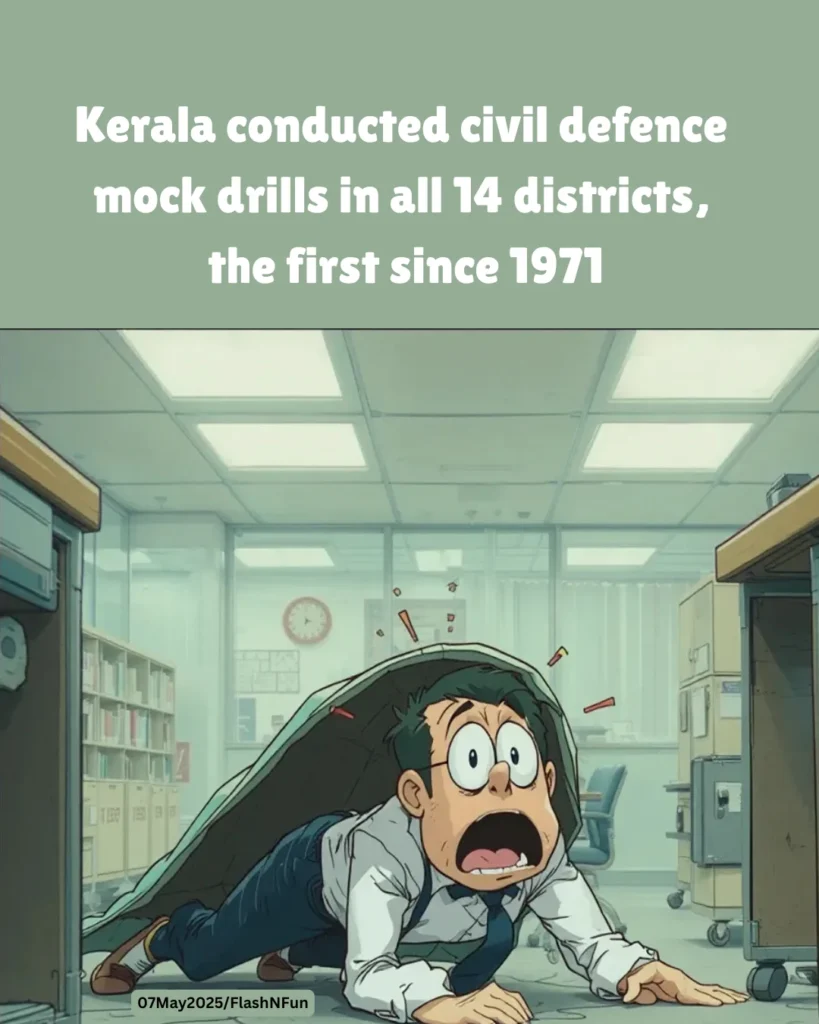 Kerala conducted civil defence
mock drills in all 14 districts,
the first since 1971