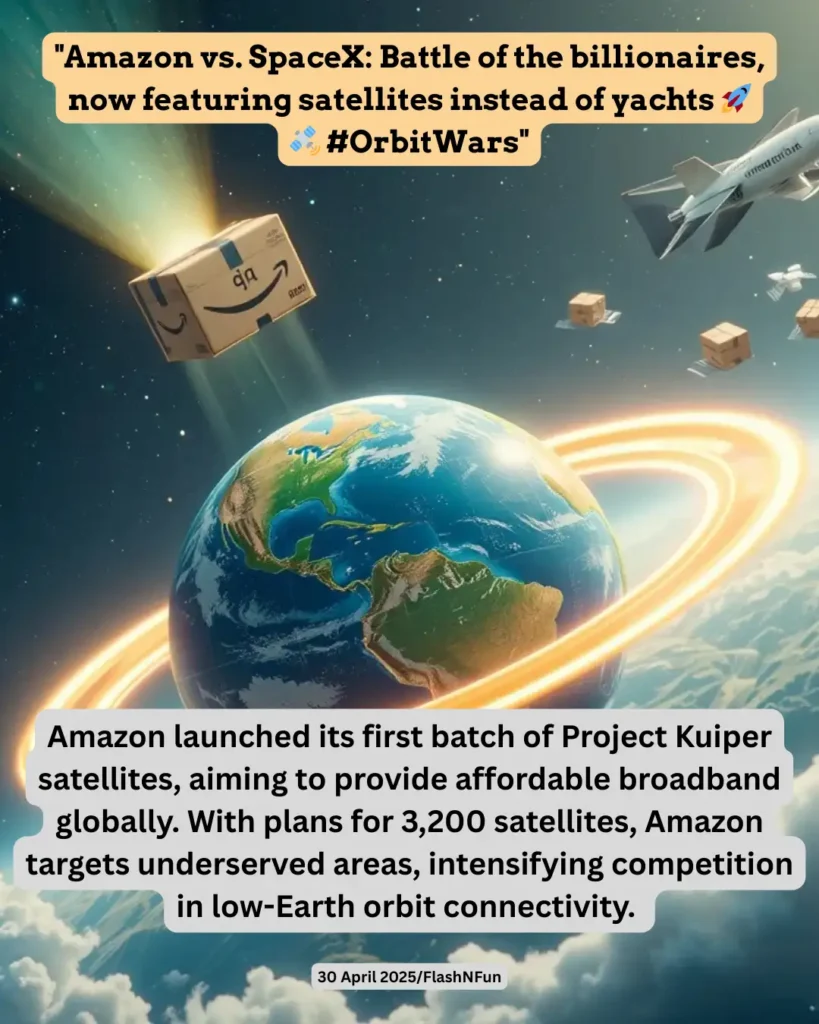 Amazon launched its first batch of Project Kuiper satellites, aiming to provide affordable broadband globally. With plans for 3,200 satellites, Amazon targets underserved areas, intensifying competition in low-Earth orbit connectivity.