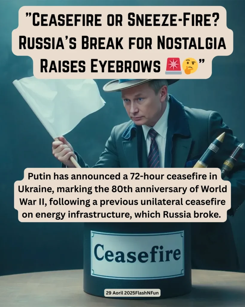 putin announced a ceasefire in Ukraine,on the 80th anniversary ot WWII