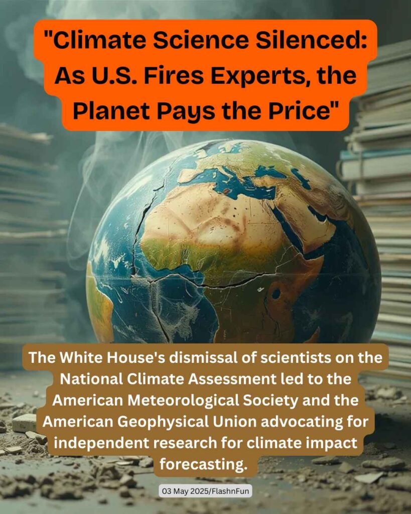The White House's dismissal of scientists on the National Climate Assessment led to the American Meteorological Society and the American Geophysical Union advocating for independent research for climate impact forecasting.
