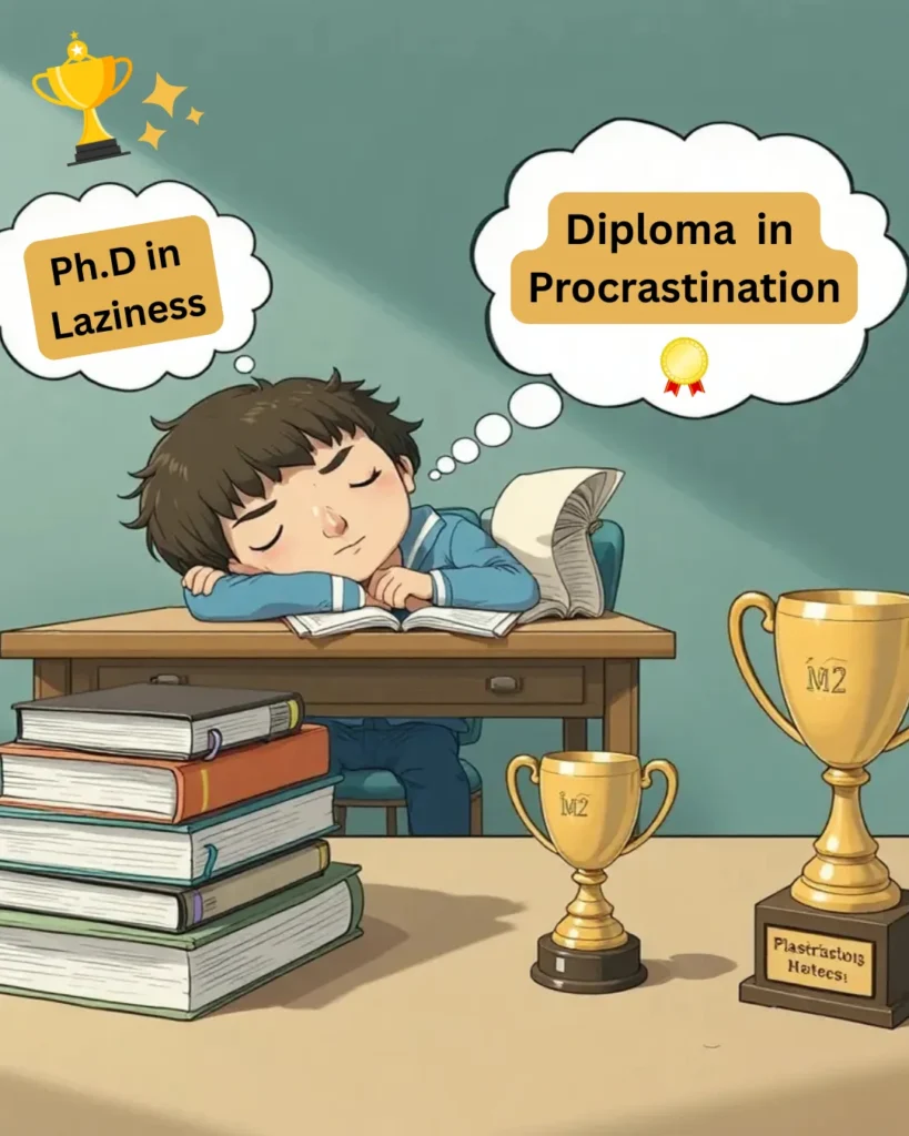 Ph.D in Laziness and Diploma in Procrastrination- I have a double degree.