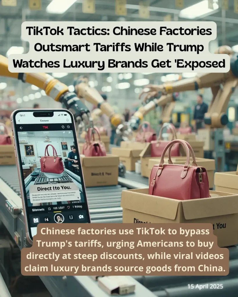 Chinese factories use TikTok to bypass Trump's tariffs, urging Americans to buy directly at steep discounts, while viral videos claim luxury brands source goods from China.