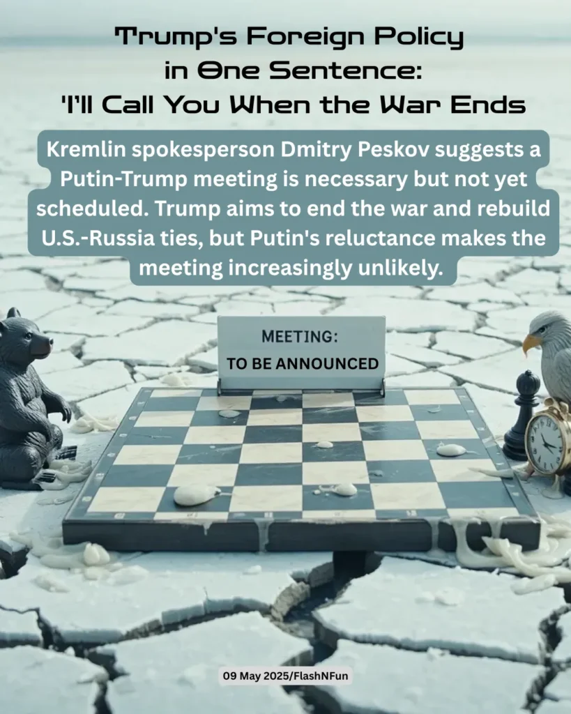 Kremlin spokesperson Dmitry Peskov suggests a Putin-Trump meeting is necessary but not yet scheduled. Trump aims to end the war and rebuild U.S.-Russia ties, but Putin's reluctance makes the meeting increasingly unlikely