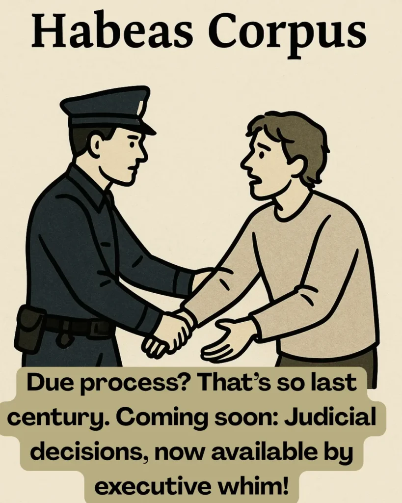 Habeas corpus is a legal principle that mandates a person under arrest to be presented to a judge or court to determine their detention's legality, safeguarding against unlawful imprisonment and ensuring due process, originating from Latin.