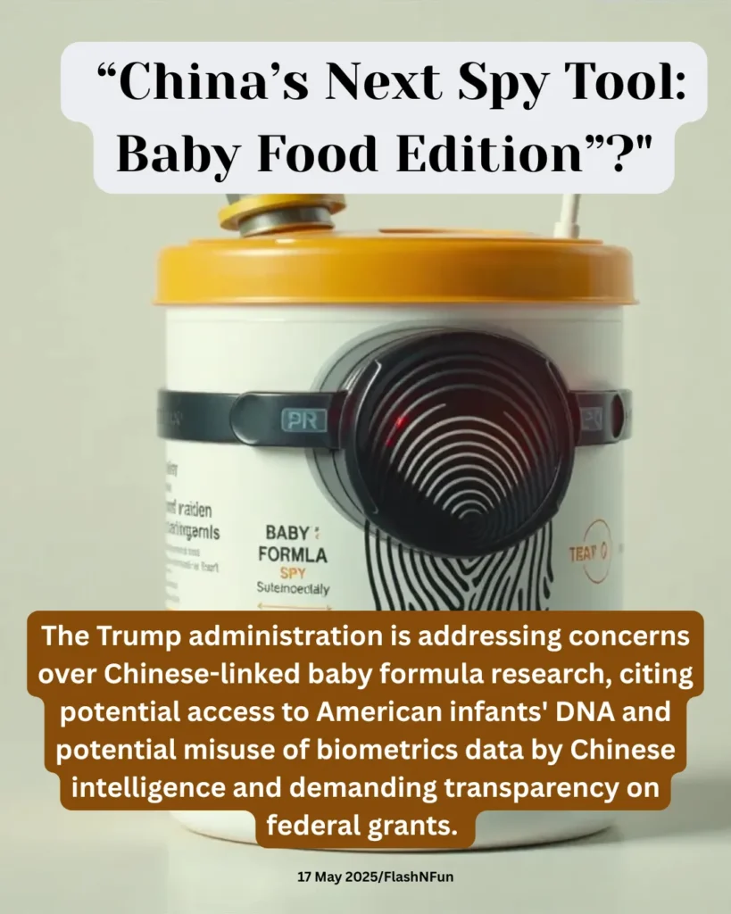 The Trump administration is cracking down on Chinese-linked baby formula research, citing concerns that Beijing may be accessing American infants' DNA. Officials worry that Chinese intelligence could exploit biometrics data from companies operating in China. Lawmakers demand transparency on federal grants funding foreign labs with potential ties to the Chinese Communist Party.