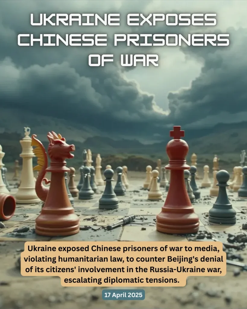 Ukraine exposed Chinese prisoners of war to media, violating humanitarian law, to counter Beijing's denial of its citizens' involvement in the Russia-Ukraine war, escalating diplomatic tensions.