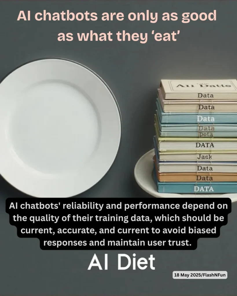 AI chatbots' reliability and performance depend on the quality of their training data, which should be current, accurate, and current to avoid biased responses and maintain user trust.#ai, #chatbots, #artificialintelligence, #machinelearning, #data, #aitechnology, #aichatbot, #datadriven, #technews, #futureofai, #digitaltransformation, #automation, #innovation, #techmemes, #aieducation, #bigdata, #datatraining, #trustworthyai, #responsibleai, #flashnfun