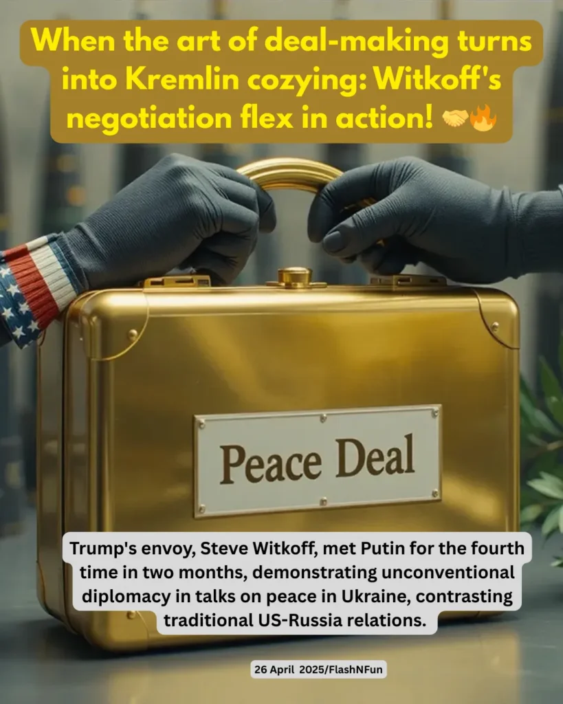 Trump's envoy, Steve Witkoff, met Putin for the fourth time in two months, demonstrating unconventional diplomacy in talks on peace in Ukraine, contrasting traditional US-Russia relations.