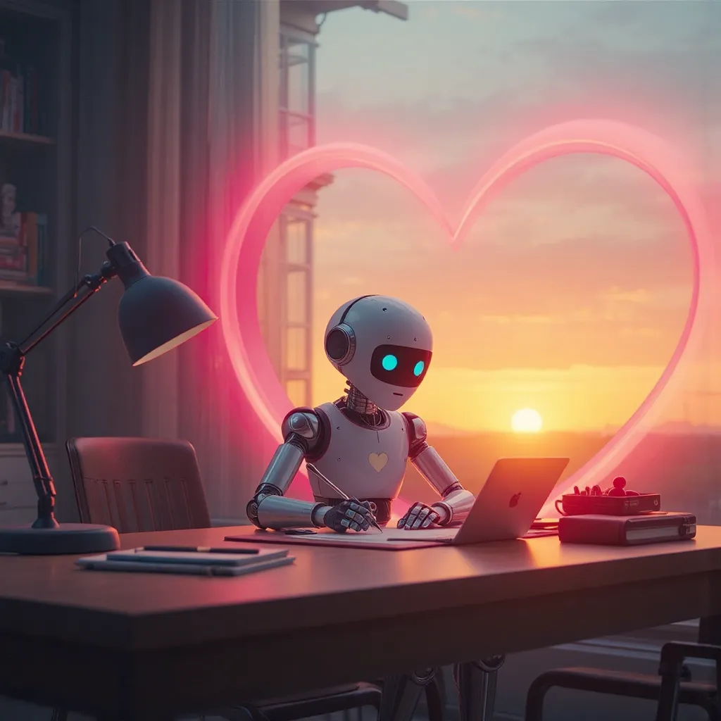 robot writing a love letter