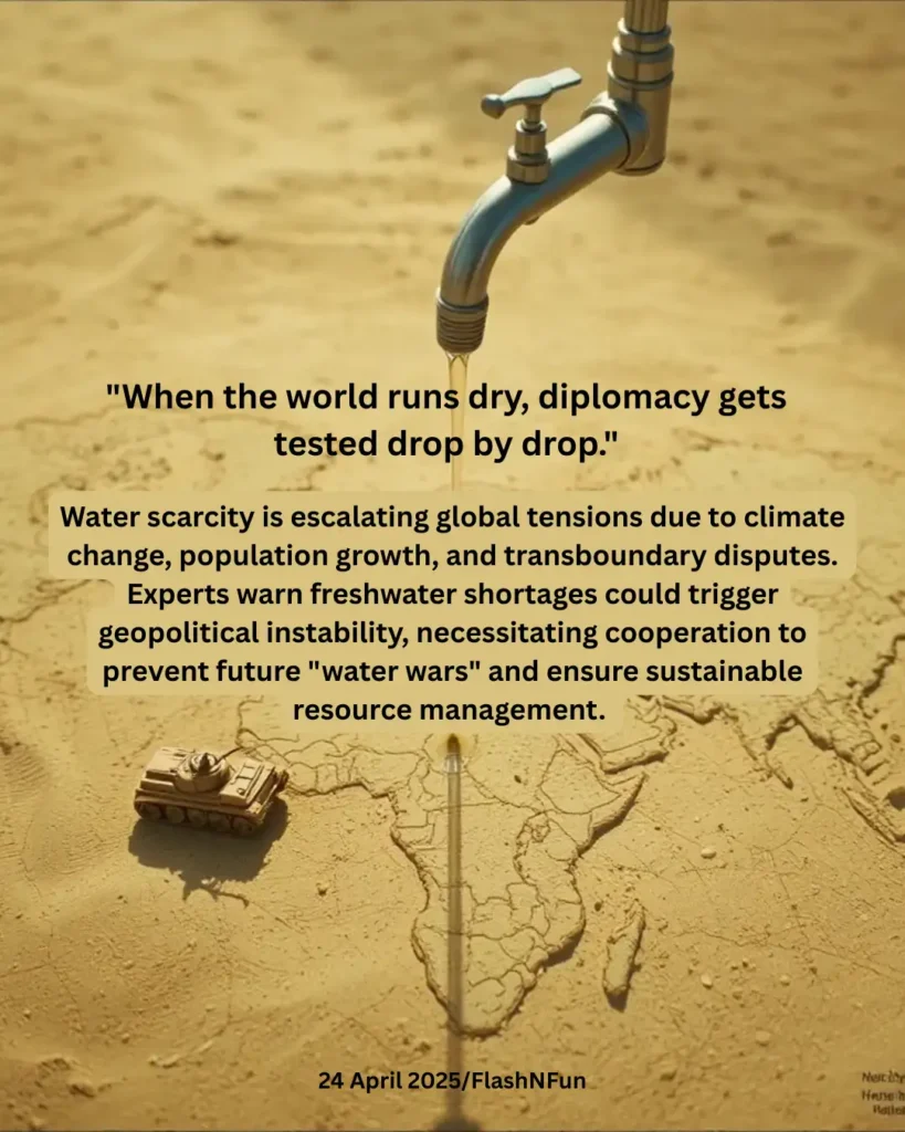 Water scarcity is escalating global tensions due to climate change, population growth, and transboundary disputes. Experts warn freshwater shortages could trigger geopolitical instability, necessitating cooperation to prevent future "water wars" and ensure sustainable resource management.