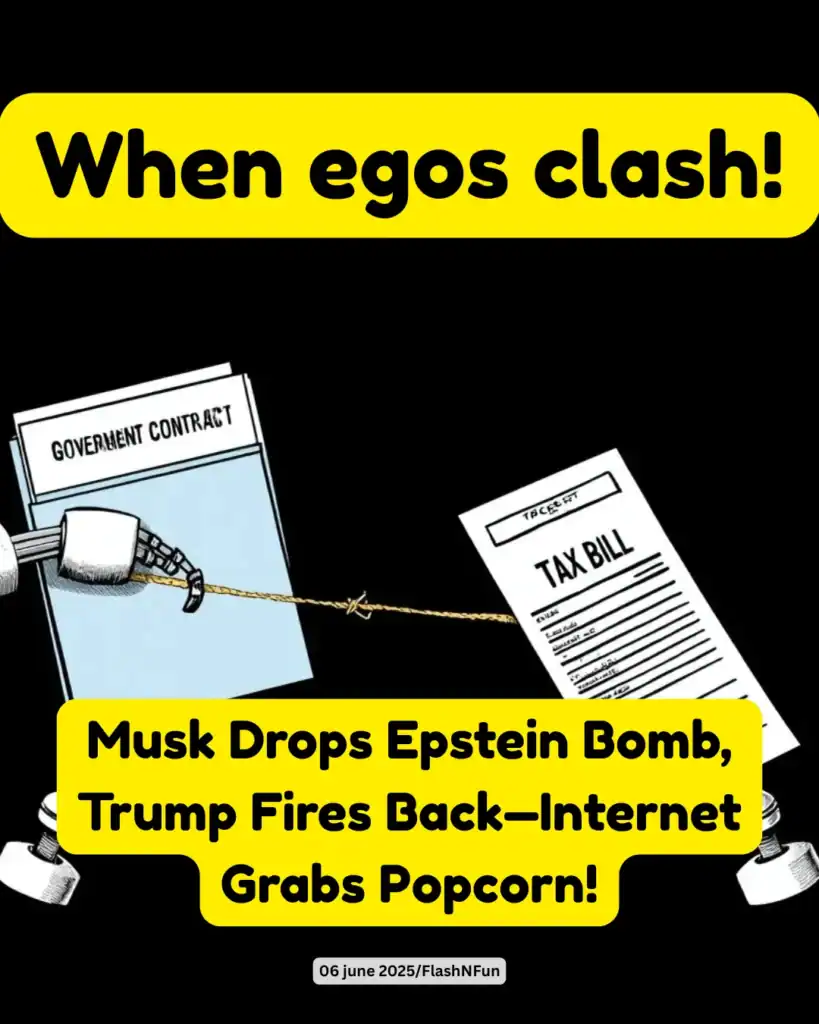 Elon Musk and Donald Trump's feud escalated after Musk criticized Trump's tax bill, Trump threatened to cut contracts, and Musk hinted at Trump's involvement in Epstein files, causing political and business tensions.#egosclash, #muskvstrump, #elonmusk, #donaldtrump, #internetdrama, #celebrityfeud, #billionairebattle, #popcornmoment, #epsteinbomb, #politicaldrama, #techvsgovernment, #govtcontract,