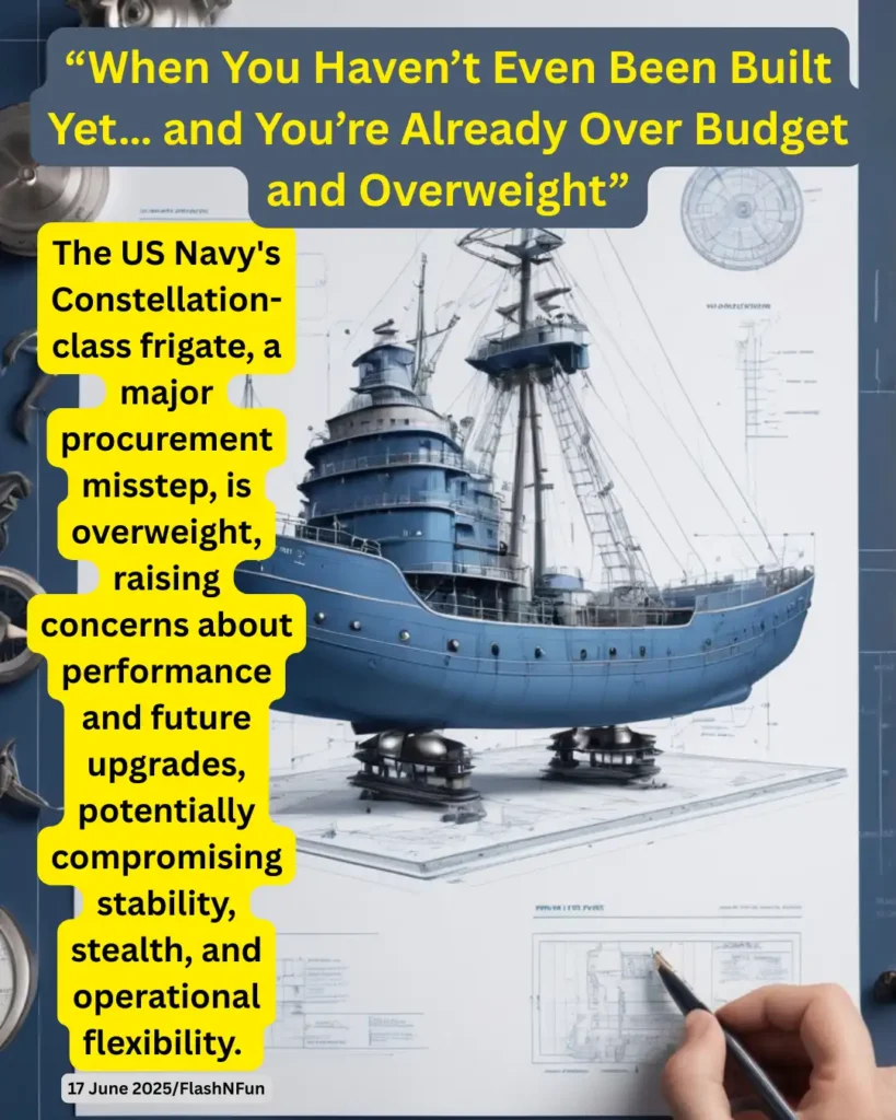 The US Navy's Constellation-class frigate, a major procurement misstep, is overweight, raising concerns about performance and future upgrades, potentially compromising stability, stealth, and operational flexibility.#navyprocurement, #constellationclassfrigate, #militarybudget, #defenseoverspending, #navalengineering, #shipdesign, #militarytechnology, #navalarchitecture, #defenseindustry, #militarynews, #navaldevelopment, #shipbuilding, #defenseprocurement, #navalissues, #militaryupgrades, #navalperformance, #defenseconcerns, #navalstability, #militarystealth, #operationalflexibility
