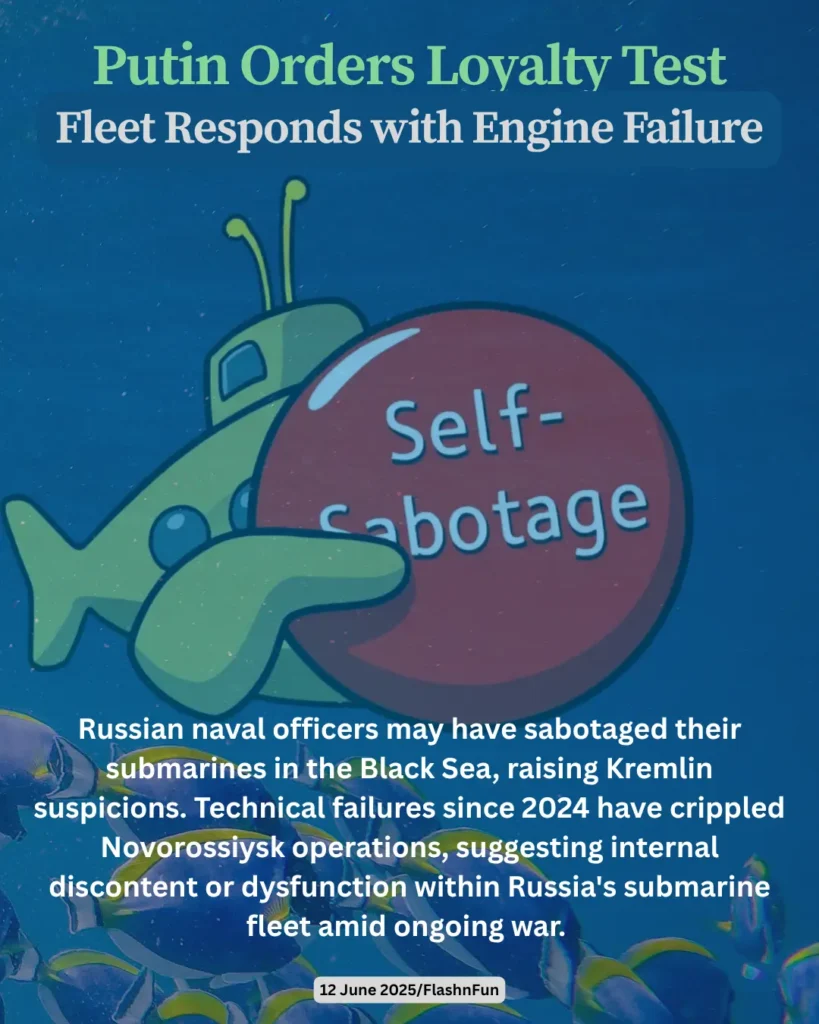 Russian naval officers may have sabotaged their submarines in the Black Sea, raising Kremlin suspicions. Technical failures since 2024 have crippled Novorossiysk operations, suggesting internal discontent or dysfunction within Russia's submarine fleet amid ongoing war.#putinordersloyaltytest, #russianfleetenginefailure, #selfsabotage, #russiannavalofficers, #blackseasubmarines, #kremlinsuspicions, #technicalfailures, #novorossiyskoperations, #internaldiscontent, #russiansubmarinefleet, #ongoingwar, #russianmilitary, #submarinesabotage, #navaldisfunction, #russianfleetissues, #militaryloyaltytest, #russianmilitaryproblems, #submarineenginefailure, #russianwarnews, #militarysabotage, #russianfleetcrisis, #navaltechnicalfailures, #russianmilitarydiscontent, #submarineoperations, #russianfleetdysfunction#putinordersloyaltytest, #russianfleetenginefailure, #selfsabotage, #russiannavalofficers, #blackseasubmarines, #kremlinsuspicions, #technicalfailures, #novorossiyskoperations, #internaldiscontent, #russiansubmarinefleet, #ongoingwar, #russianmilitary, #submarinesabotage, #navaldisfunction, #russianfleetissues, #militaryloyaltytest, #russianmilitaryproblems, #submarineenginefailure, #russianwarnews, #militarysabotage, #russianfleetcrisis, #navaltechnicalfailures, #russianmilitarydiscontent, #submarineoperations, #russianfleetdysfunction