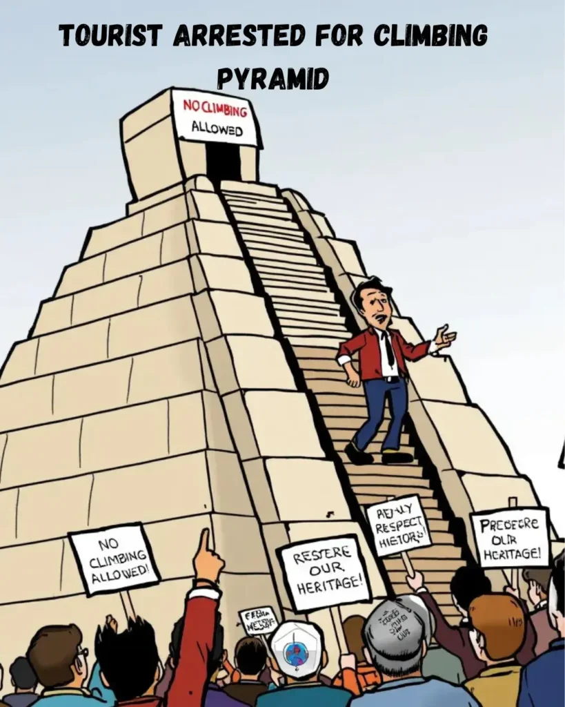 Tourist Arrested for Climbing Pyramid#touristarrested, #pyramidclimb, #heritageprotection, #respecthistory, #ancientmonuments, #noclimbing, #culturalheritage, #historicpreservation, #travelfail, #tourismetiquette, #worldheritagesite, #travelresponsibly, #historicsites, #touristbehavior, #culturalrespect, #travelrules, #preservehistory, #monumentprotection, #traveloffense, #touristcontroversy